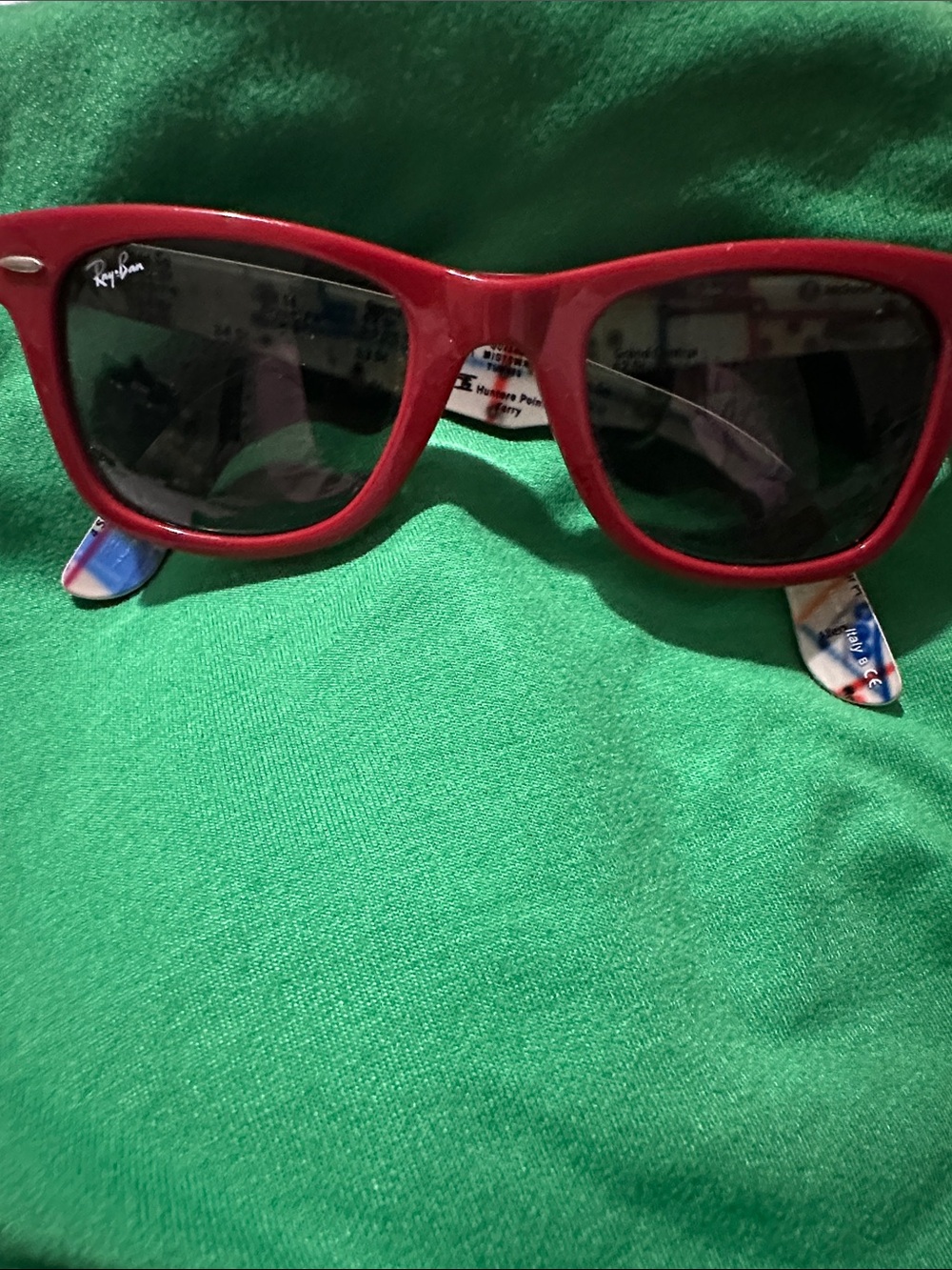 Ray-Ban Red Wayfarer with Patterned Temple Tips
